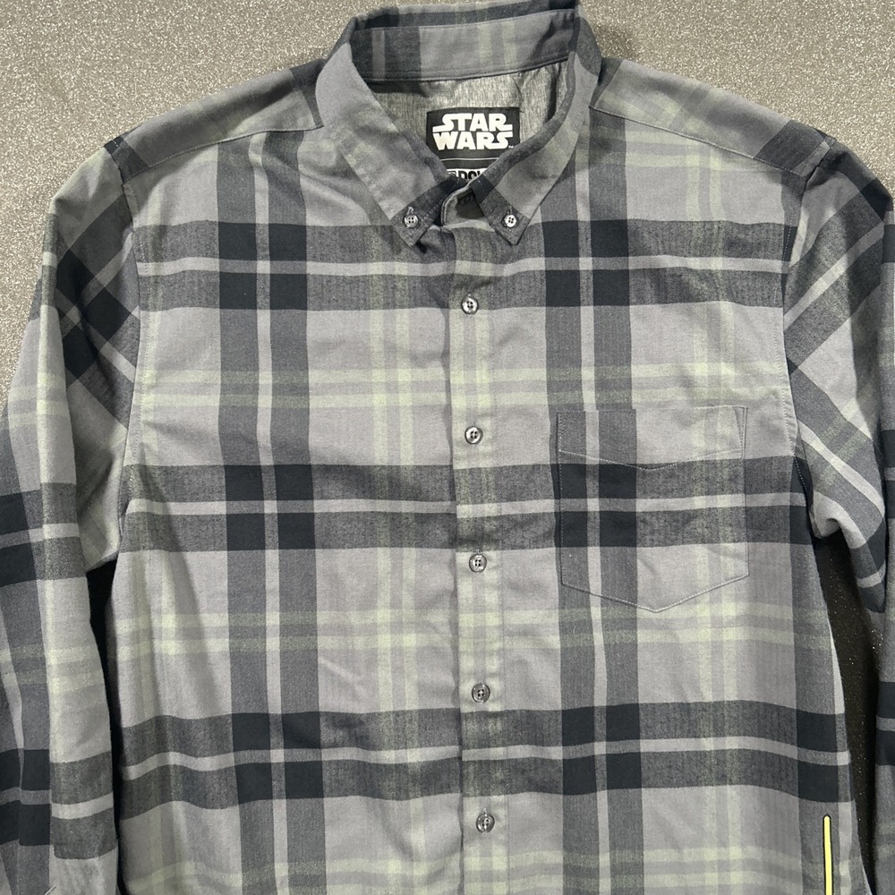 RSVLTS x STAR WARS Shirt Men L SLIM Green Lightsaber Flannel Button Up - Picture 4 of 11